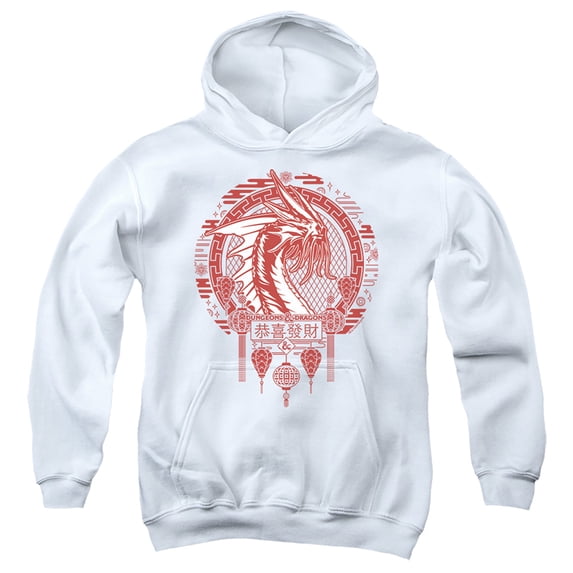 Dungeons and Dragons Year of the Dragon Beast in the Clouds Kids Pull-Over Hoodie (Small) for Youth Boys and Girls, White
