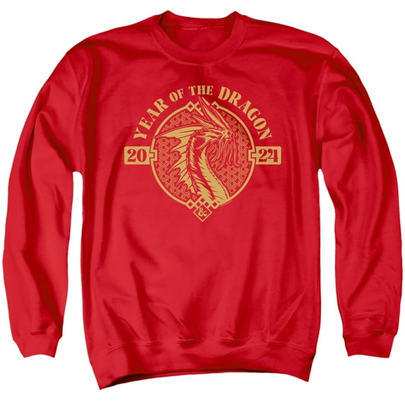 Dungeons and Dragons Year of the Dragon Gold Beast Unisex Adult Crewneck Sweatshirt (Large) Red