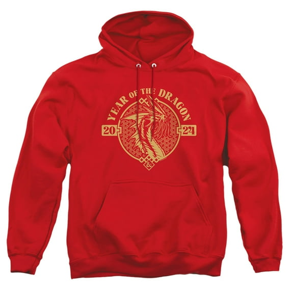 Dungeons and Dragons Year of the Dragon Gold Beast Unisex Adult Pull-Over Hoodie (2X-Large) Red
