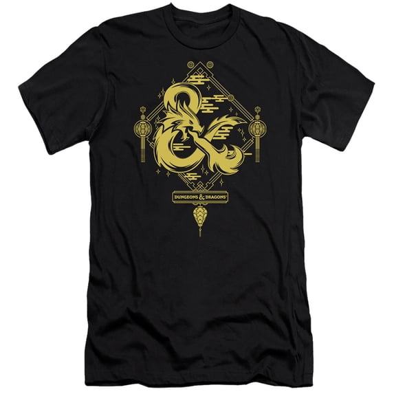 Dungeons and Dragons Year of the Dragon Gold Logo Slim Fit Unisex Adult T Shirt ,Black, Small