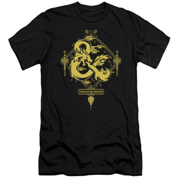 Dungeons and Dragons Year of the Dragon Gold Logo Unisex Adult Canvas Brand T Shirt ,Black, X-Large