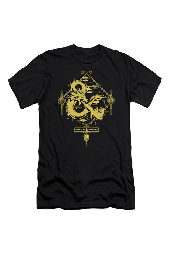 Dungeons and Dragons Year of the Dragon Gold Logo Unisex Adult Canvas Brand T Shirt ,Black, X-Large