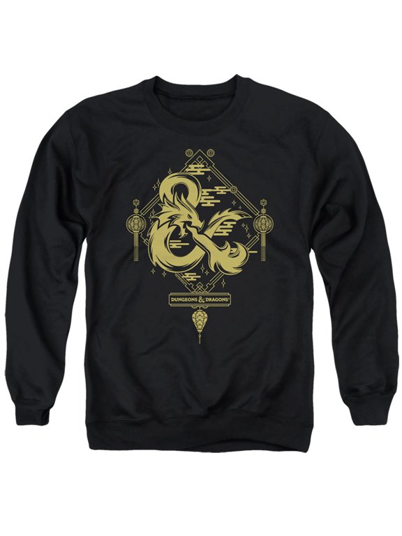 Dungeons and Dragons Year of the Dragon Gold Logo Unisex Adult Crewneck Sweatshirt (Large) Black