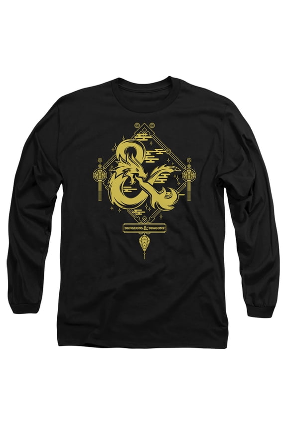 Dungeons and Dragons Year of the Dragon Gold Logo Unisex Adult Long-Sleeve T Shirt (Small) Black