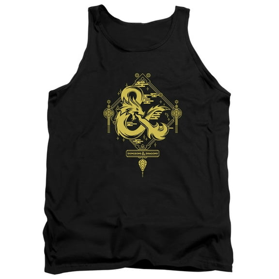 Dungeons and Dragons Year of the Dragon Gold Logo Unisex Adult Tank Top ,Black, Large