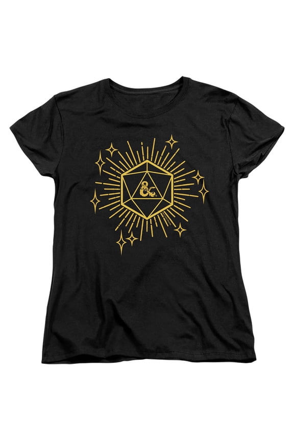 Dungeons and Dragons Year of the Dragon Lucky D20 Women's T Shirt (Large) Black