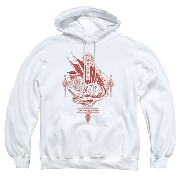 Dungeons and Dragons Year of the Dragon Red Lantern Unisex Adult Pull-Over Hoodie (Large) White