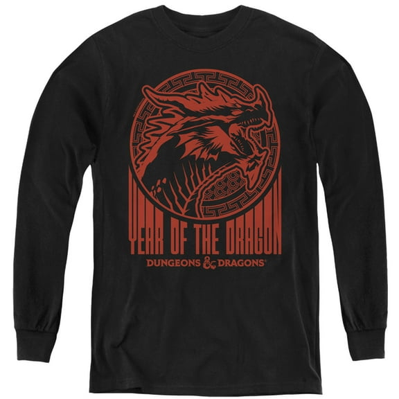 Dungeons and Dragons Year of the Dragon Street Red Kids Long Sleeve T Shirt (Small) for Youth Boys and Girls, Black