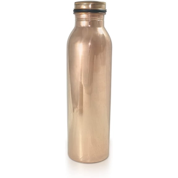 Dungri India Craft 600 ml / 20.28 oz - Traveller's 100 % Pure Copper Water Bottle for Ayurvedic Health Benefits | Joint Free, Leak Proof - Stylish Water Thermos Bottle
