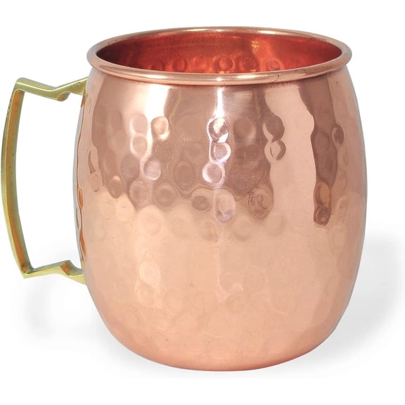 Dungri India Moscow Mule Copper Mug - Premium 100% Solid Copper Cup - 16 oz - Best Handcrafted Hammered Copper Mug for Moscow Mules