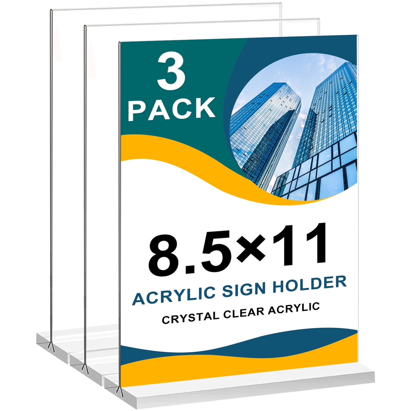 Clear Acrylic 8.5x11 Double-Sided Sign Holder, 3 Pack