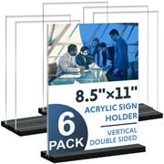 Dungu 6 Pack Acrylic Sign Holder 5 x 7 inches T-Shape Display Stand, Double-Sided Desktop Sign Holders, Clear Flyer Sign Paper Holders Menu Table Stand
