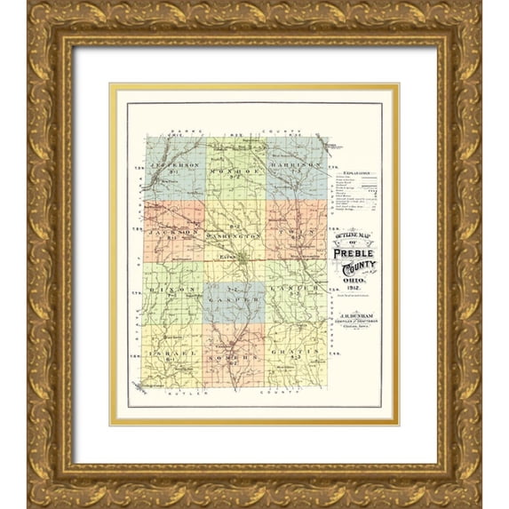 Dunham 15x17 Gold Ornate Wood Framed with Double Matting Museum Art Print Titled - Preble Ohio - Dunham 1912