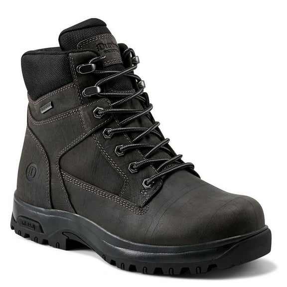 Dunham Men's 8000 Works 6 in Plain Toe Waterproof Boot Ankle, Dark Grey Leather, 11.5