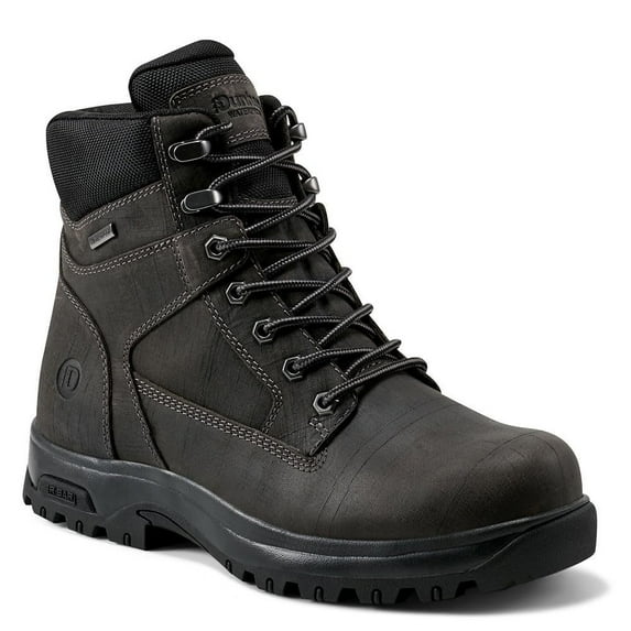 Dunham Men's 8000 Works 6 in Plain Toe Waterproof Boot Ankle, Dark Grey Leather, 8