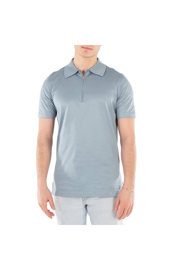 Rib Collar Cotton Polo Shirt, Size Medium