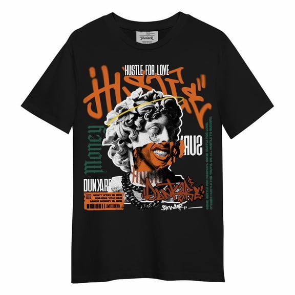 Dunkare Hustles for Love Graphic Tee to Match Dunk Low Ceramic, Unisex Cotton Black T-Shirt, XXL