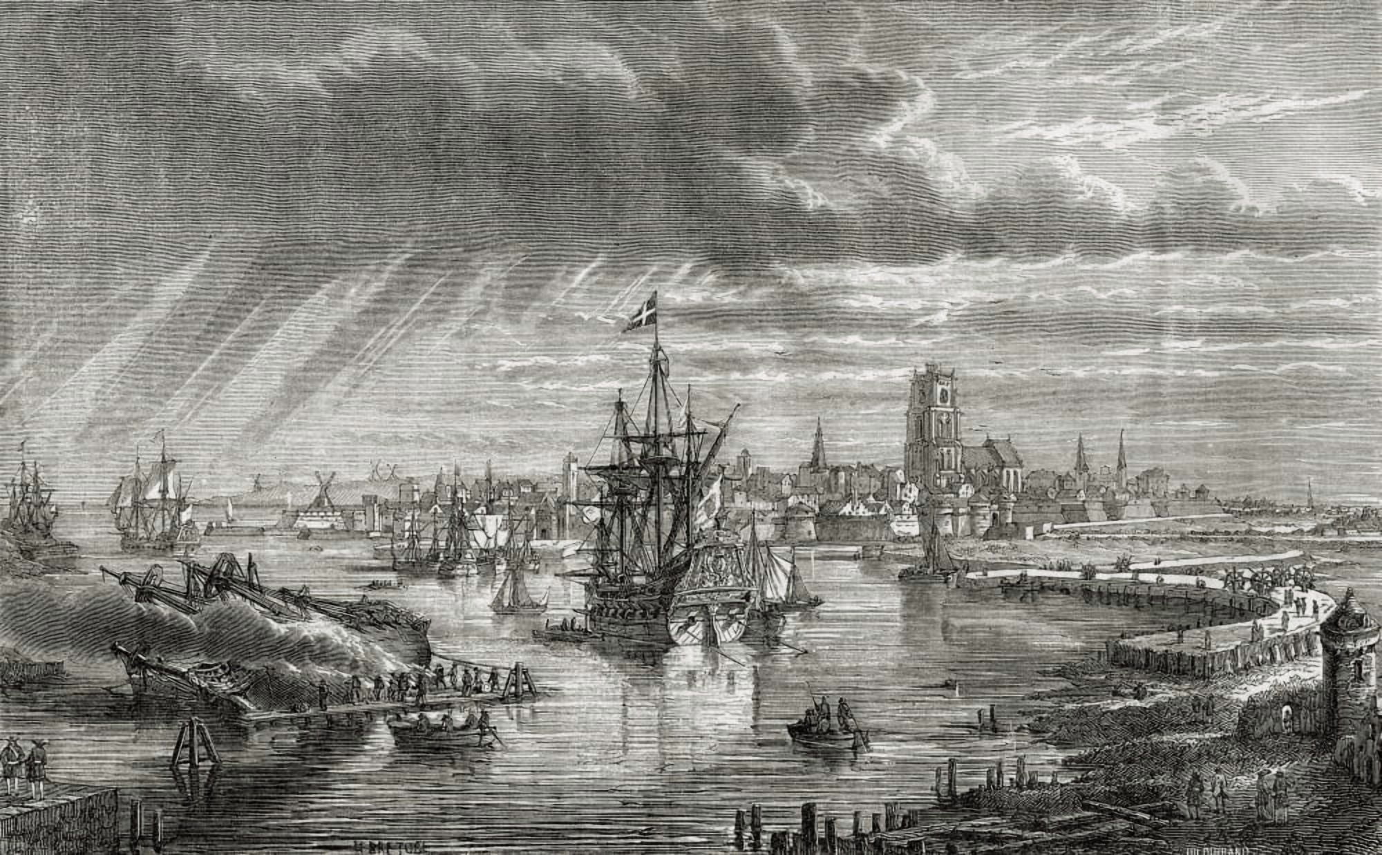 Dunkerque France Dunkirk In The 18Th CenturyEngraved By Hildibrand After Breton From Histoire De La Revolution Francaise By Louis Blanc Canvas Art - Ken Welsh  Design Pics (19 x 12)