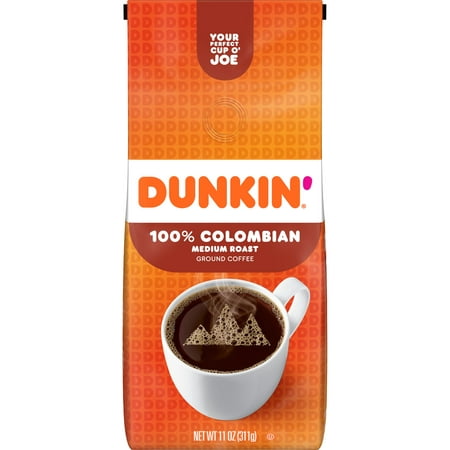 Dunkin 100% Colombian Medium Roast Ground Coffee, 11 oz. Bag