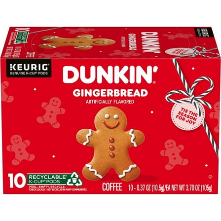 Dunkin’ Gingerbread Artificially Flavored Coffee, K Cup Pods, 10 Ct.