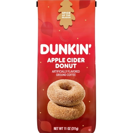 Dunkin’ Apple Cider Donut Artificially Flavored Ground Coffee, 11 oz Bag