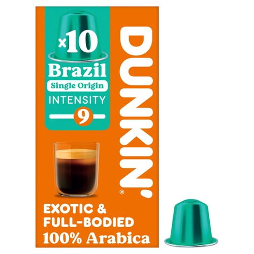 Dunkin Brazil Nespresso Compatible Coffee Pods, 10 pods per pack, British Import (Pack of 3)