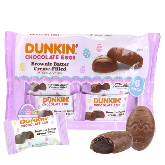 Dunkin' Easter Brownie Batter Creme Filled Milk Chocolate Eggs 6 Count 6.6 Ounce Bag