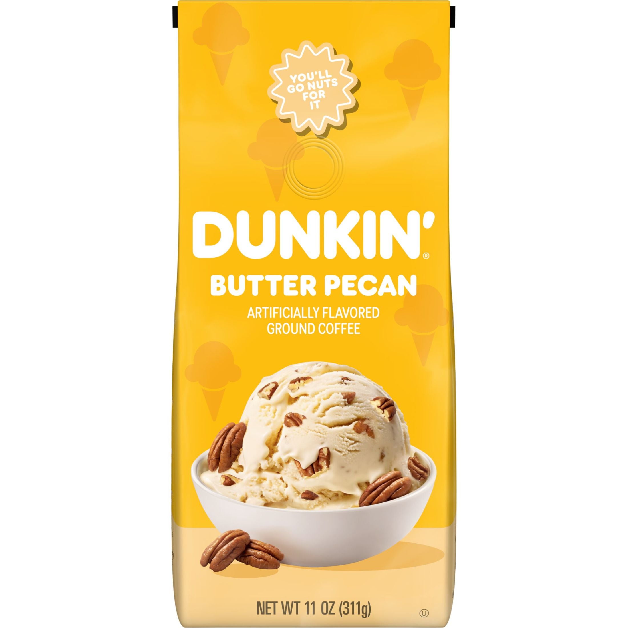 Dunkin’ Butter Pecan Artificially Flavored Coffee, Ground Coffee, 11 oz Bag