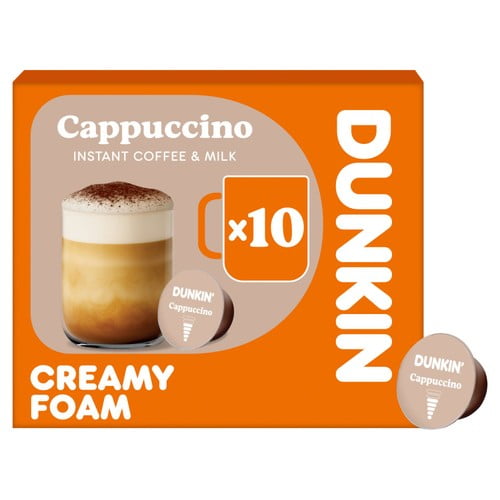 Dunkin Cappuccino Dolce Gusto Compatible Coffee Pods, 10 pods per pack, British Import (Pack of 3)