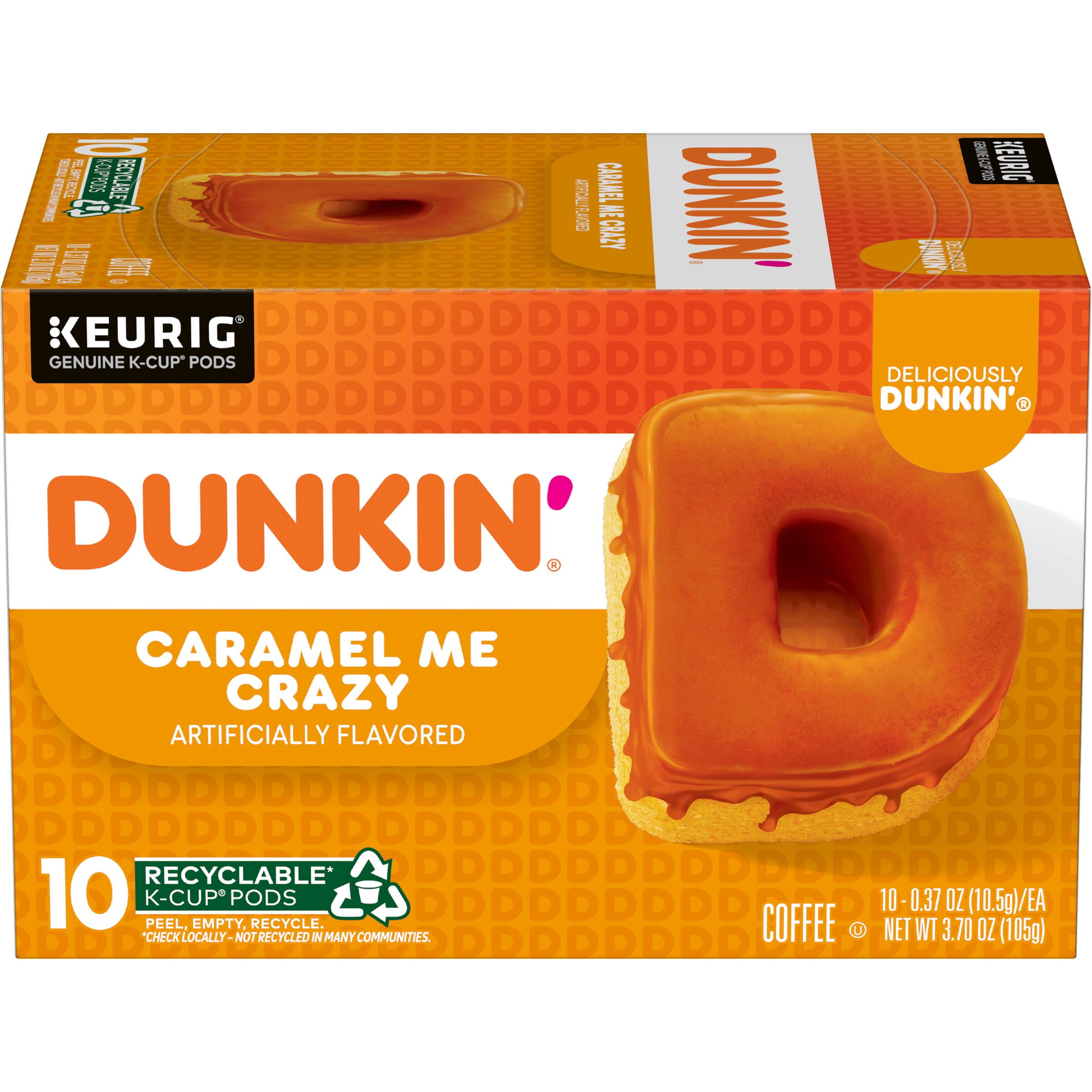 Dunkin Caramel Me Crazy Coffee, Keurig KCup Pods, 10 Count Box