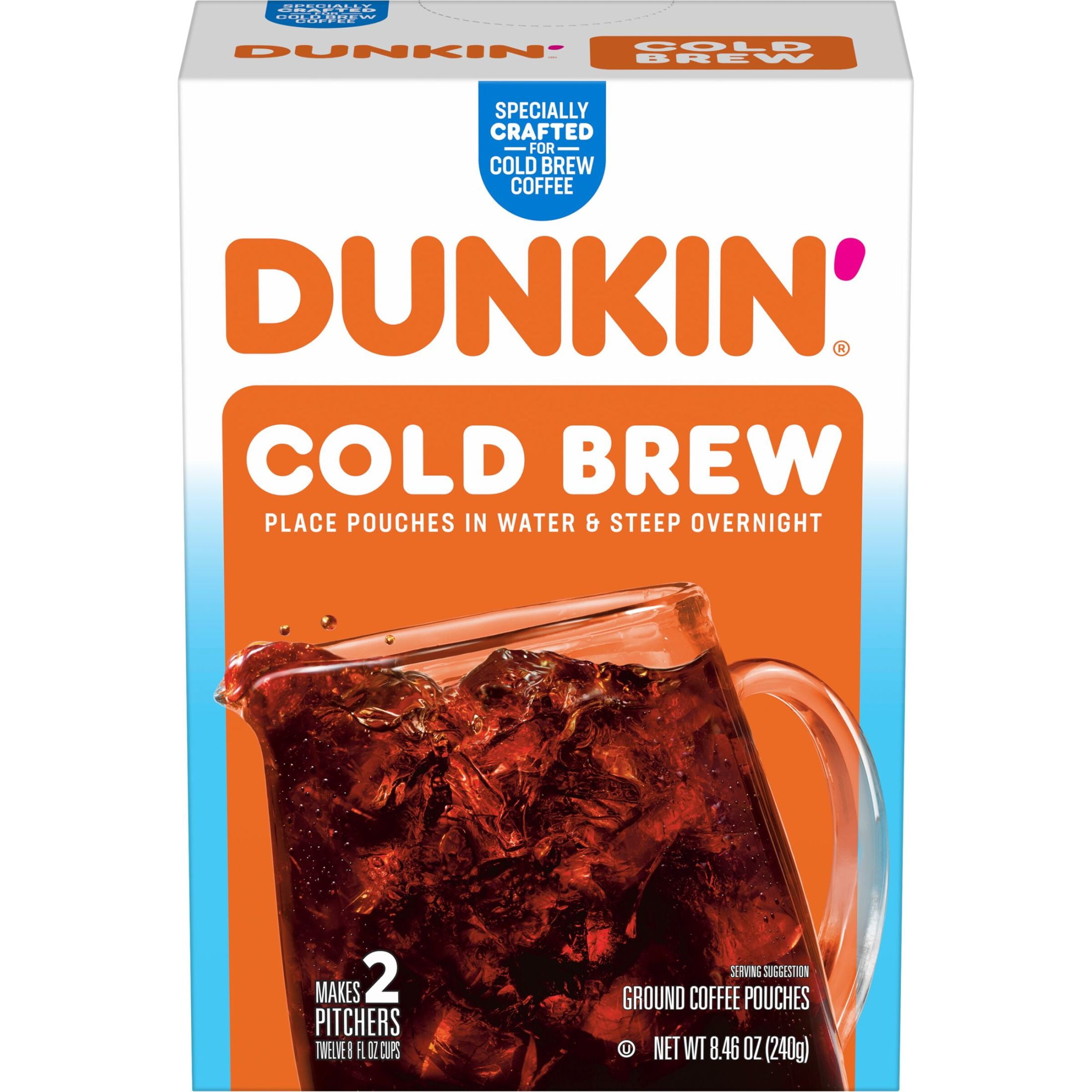 Dunkin Cold Brew Ground Coffee Pouches, 8.46 oz Box