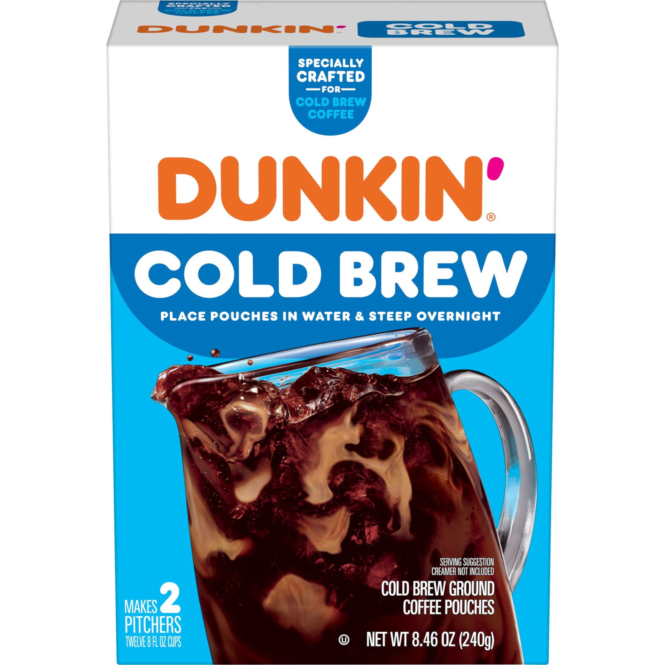 Dunkin’ Cold Brew Ground Coffee Pouches, 8.46 oz Box