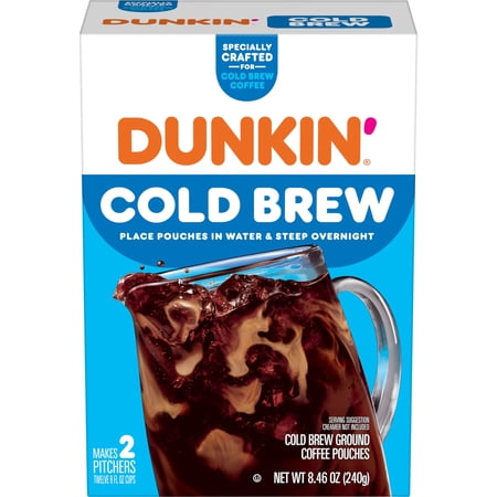 Dunkin’ Cold Brew Ground Coffee Pouches, 8.46 oz Box