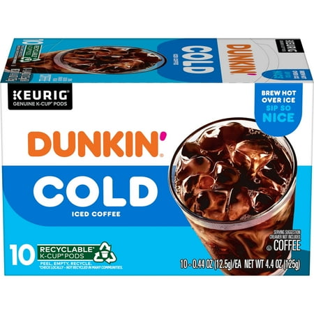 Dunkin’ Cold Iced Coffee, Keurig K Cup Pods, 10 Count Box