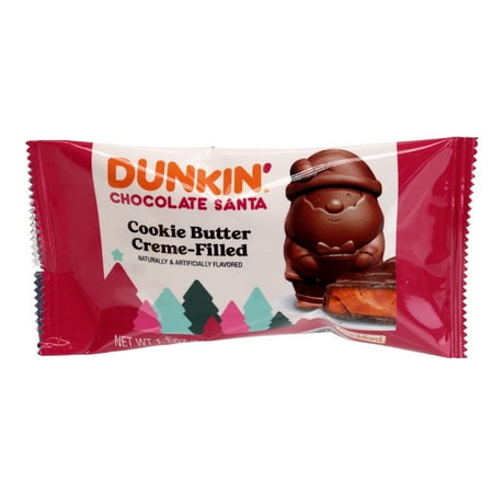 Dunkin' Cookie Butter Creme-Filled Chocolate Candy Santa by Frankford, 1.1 oz