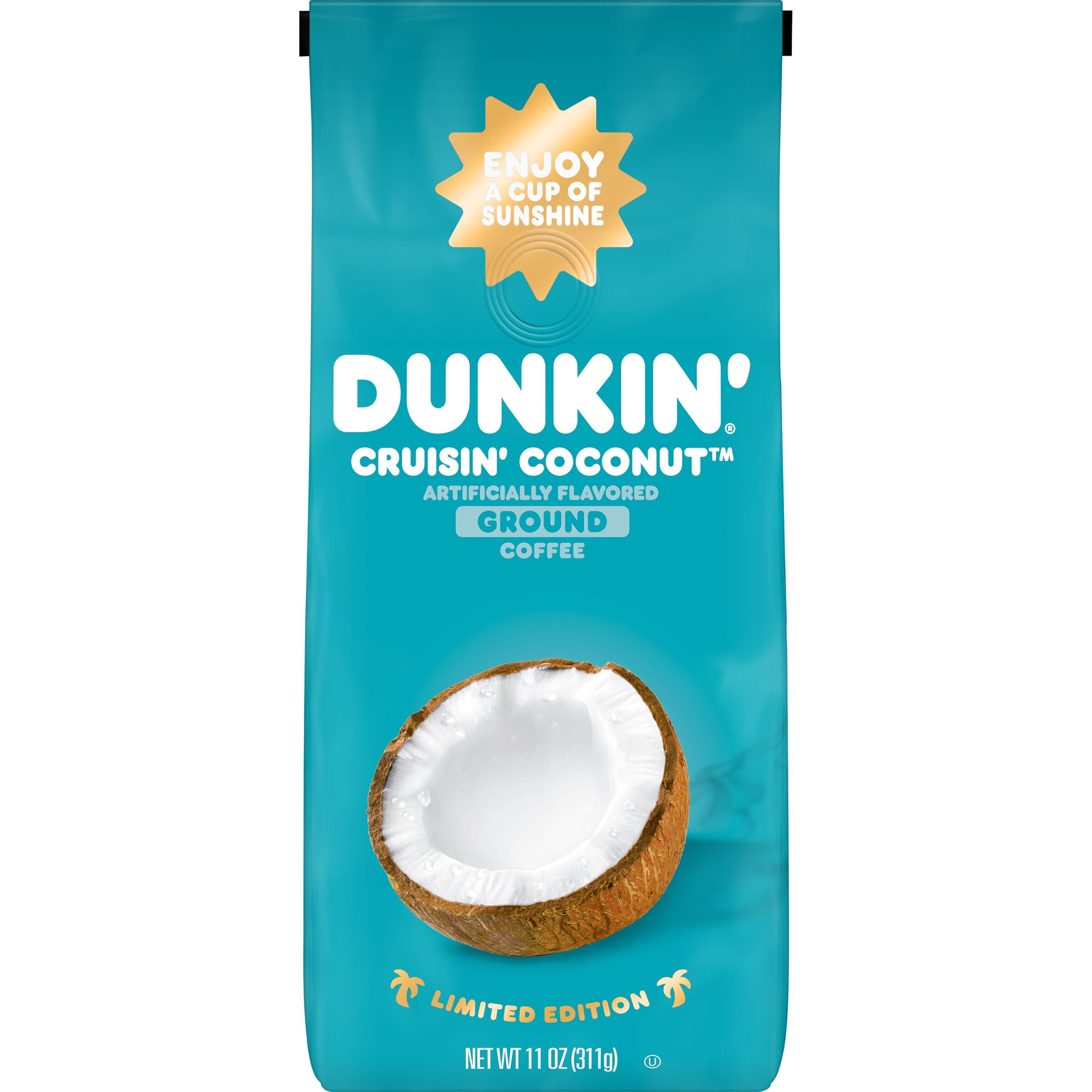 Dunkin' Cruisin' Coconut Coffee, Limited Edition Ground Coffee, 11 Ounces