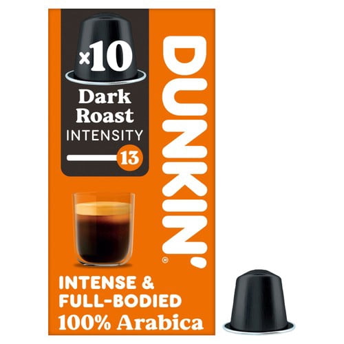Dunkin Dark Roast Nespresso Compatible Coffee Pods, 10 pods per pack, British Import (Pack of 3)