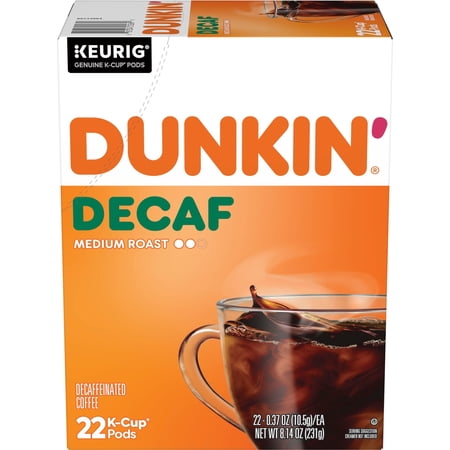 Dunkin’ Decaf Medium Roast Coffee, Keurig K Cup Pods, 22 Count Box