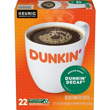 Dunkin’ Decaf Medium Roast Coffee, Keurig K Cup Pods, 22 Count Box