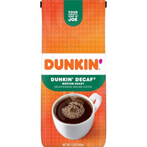 Dunkin Original Blend Medium Roast Decaf Ground Coffee, 12 Ounce - Pack of 2