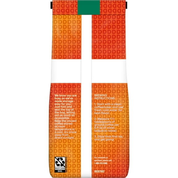 Dunkin Decaf Original Blend Ground Coffee, Medium Roast - 12 ounces - Pack of 2