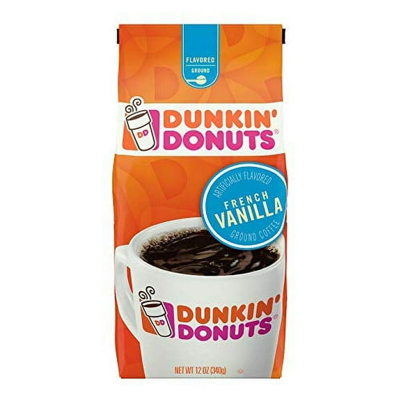 Dunkin Donuts Coffee, French Vanilla Flavored Ground Coffee, 12 Oz - Pack Of 2