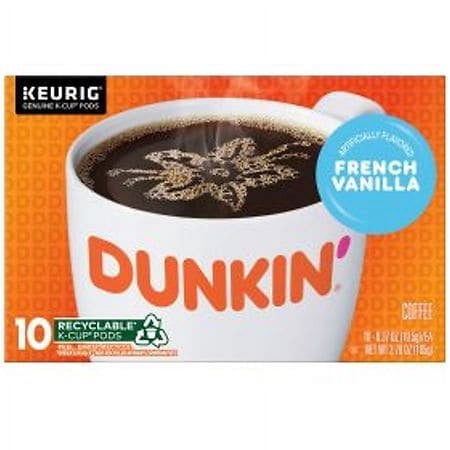 Dunkin' Donuts Coffee K-Cups French Vanilla0.37oz x oz 10 Each Pack of 2