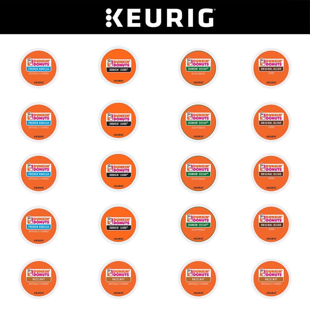 Dunkin Donuts Coffee Variety Sampler Pack for Keurig K-Cup Brewers, 20 Count