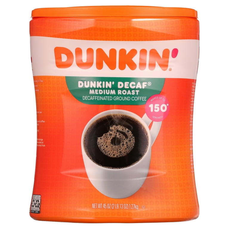 Dunkin Donuts Decaffeinated Ground Coffee Medium Roast 45 oz
