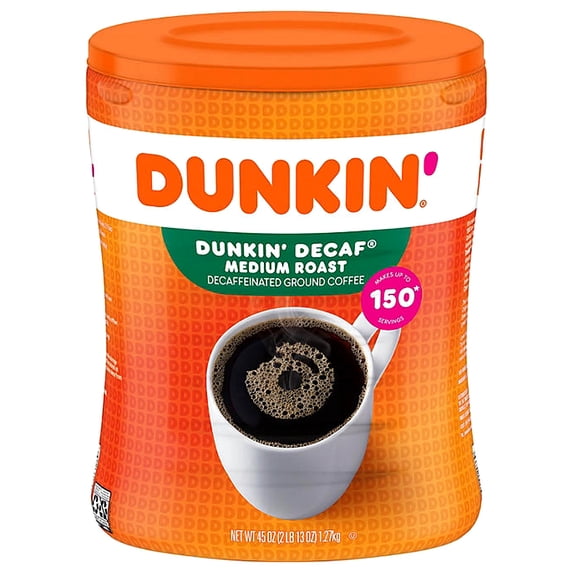 Dunkin' Donuts Decaffeinated Ground Coffee, Medium Roast (45 oz.)