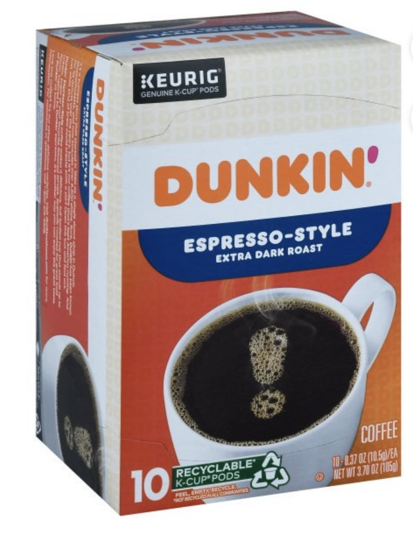 Dunkin' Donuts Extra Dark Roast Espresso Style K-Cup Pods, Box