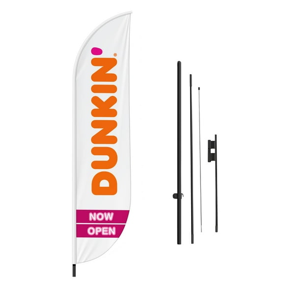 Dunkin Donuts Feather Flag(11.5Feetx2.5Feet) By Dreamcontroller For Business Outside With Optional Add-On Pole(15Feet) and Groundspike | Custom Swooper Flag | Made In Usa