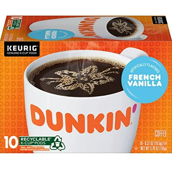 Dunkin' French Vanilla Flavored Coffee, 10 Keurig K-Cup Pods