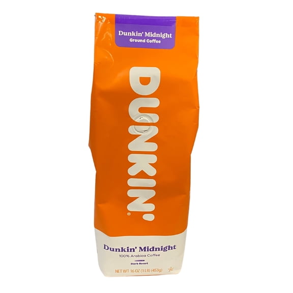 Dunkin' Donuts Ground Coffee 1 lb. Bag (Midnight Dark Roast)